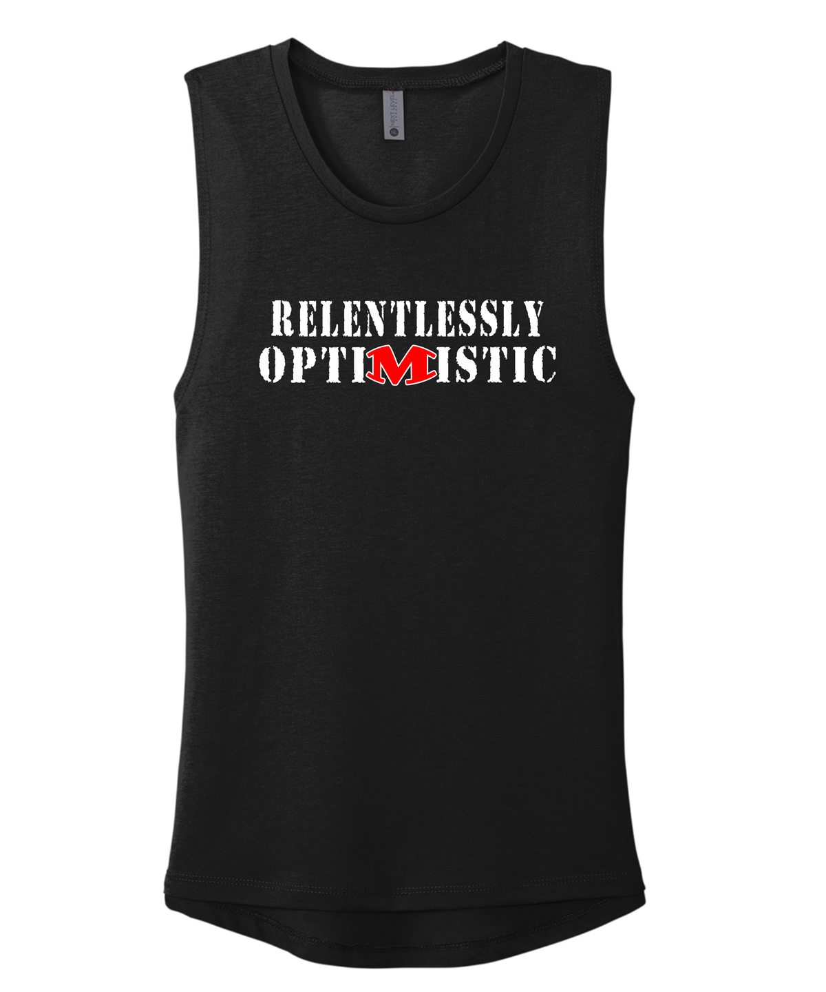 Relentlessly Optimistic "Mansfield" Ladies Muscle Tank